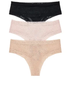 Escape Thong 3-pack Black, Cafe & Rose