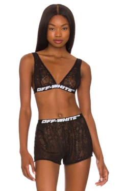 Off-White Logo Band Lace Bra Black