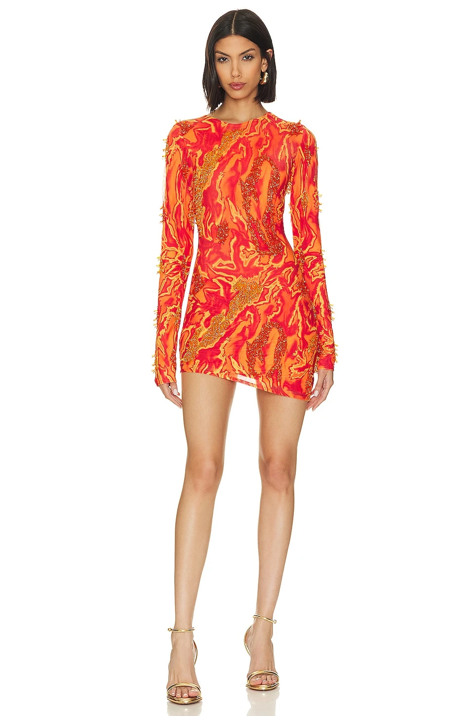 X REVOLVE Asymmetrical Mini Dress Orange & Red Combo 1 X REVOLVE Asymmetrical Mini Dress Orange & Red Combo