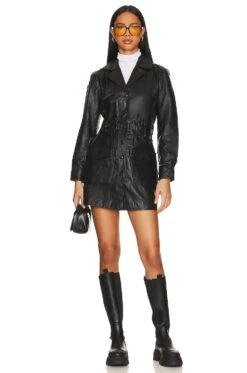 One Teaspoon Leather Commotion Mini Dress Black