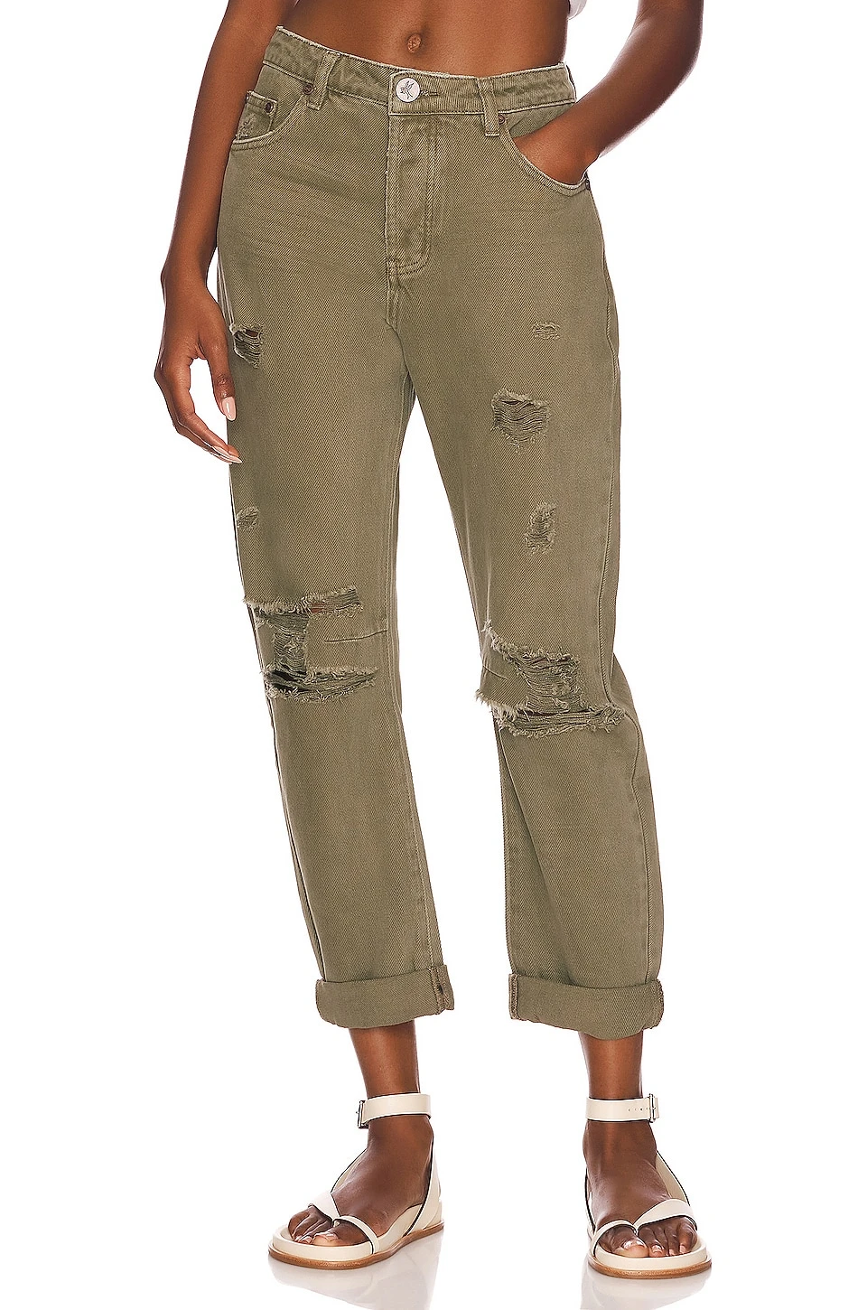 One Teaspoon Messed Up Saints Boyfriend Pant Military Khaki 1 One Teaspoon Messed Up Saints Boyfriend Pant Military Khaki