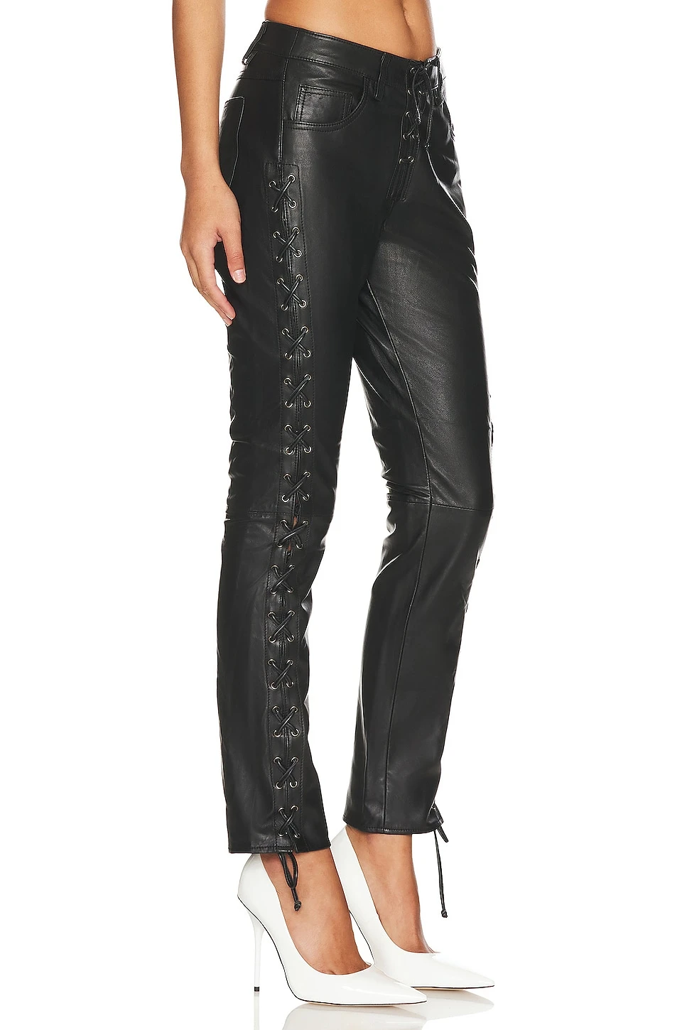 One Teaspoon Blacklight Leather Lace Up Pants Black 2 One Teaspoon Blacklight Leather Lace Up Pants Black - Image 2