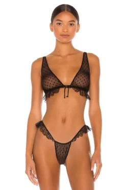 Side Ruffle Bralette Black