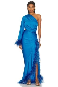 One Shoulder Maxi Dress Cobalt