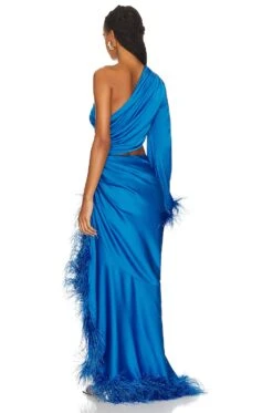 One Shoulder Maxi Dress Cobalt -Fashion Clothing PBTO WD235 V3
