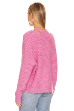 Eva Pullover With Neck Slit Top Aurora Pink 6 Eva Pullover With Neck Slit Top Aurora Pink -Fashion Clothing PSTL WK80 V3