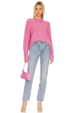 Eva Pullover With Neck Slit Top Aurora Pink 7 Eva Pullover With Neck Slit Top Aurora Pink -Fashion Clothing PSTL WK80 V4