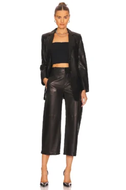 Rag & Bone Dylan Cropped Leather Pant Black -Fashion Clothing RGBR WP84 V4