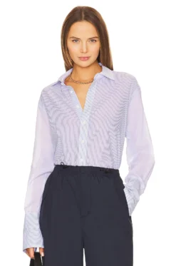 Rag & Bone Diana Striped Shirt Blue Multi Stripe