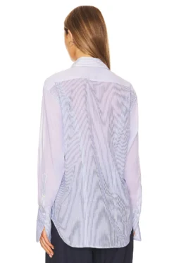 Rag & Bone Diana Striped Shirt Blue Multi Stripe -Fashion Clothing RGBR WS477 V3