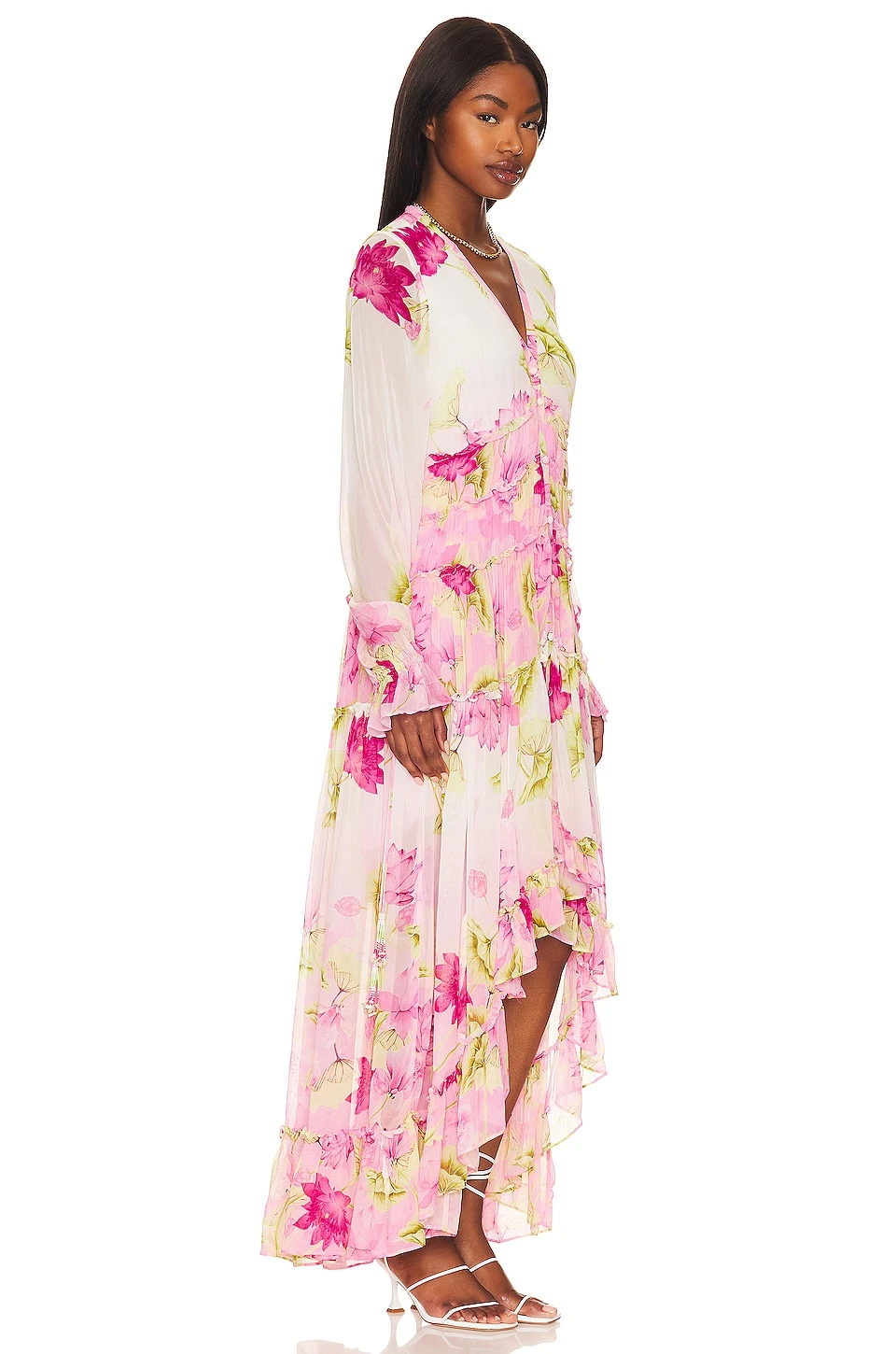 Ren Hi-low Maxi Dress Pink Lotues 2 Ren Hi-low Maxi Dress Pink Lotues - Image 2