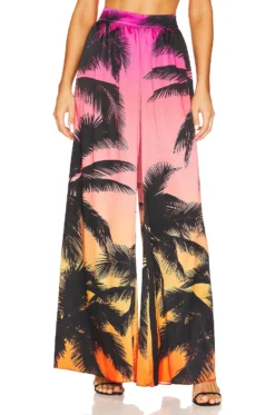 Delia Silk Pant Sunset Palm