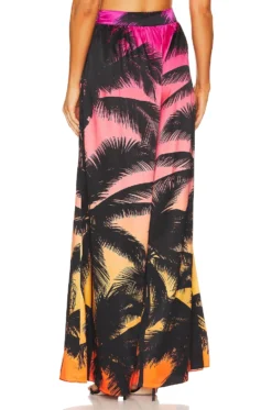 Delia Silk Pant Sunset Palm -Fashion Clothing ROFR WP31 V3