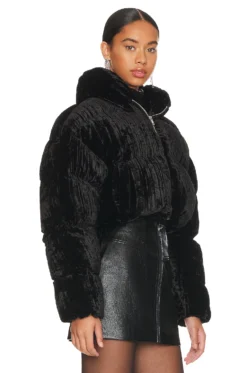 PLUMÍFERO SAGEN Crinkle Velvet Black -Fashion Clothing RONR WO45 V3