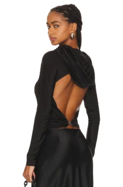 Long Sleeve Cowl Hood Black