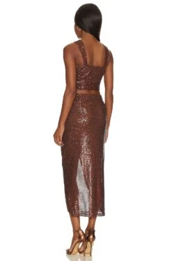 Iryna Top And Skirt Set Espresso -Fashion Clothing SAYR WD416 V3