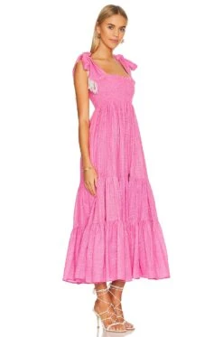 Jade Maxi Dress Saint Barth Neon Pink -Fashion Clothing SDRE WD169 V3