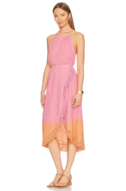 Adela Dress Dubai Tie Dye Pink Orange -Fashion Clothing SDRE WD188 V3