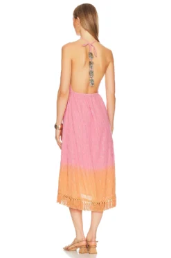 Adela Dress Dubai Tie Dye Pink Orange -Fashion Clothing SDRE WD188 V4