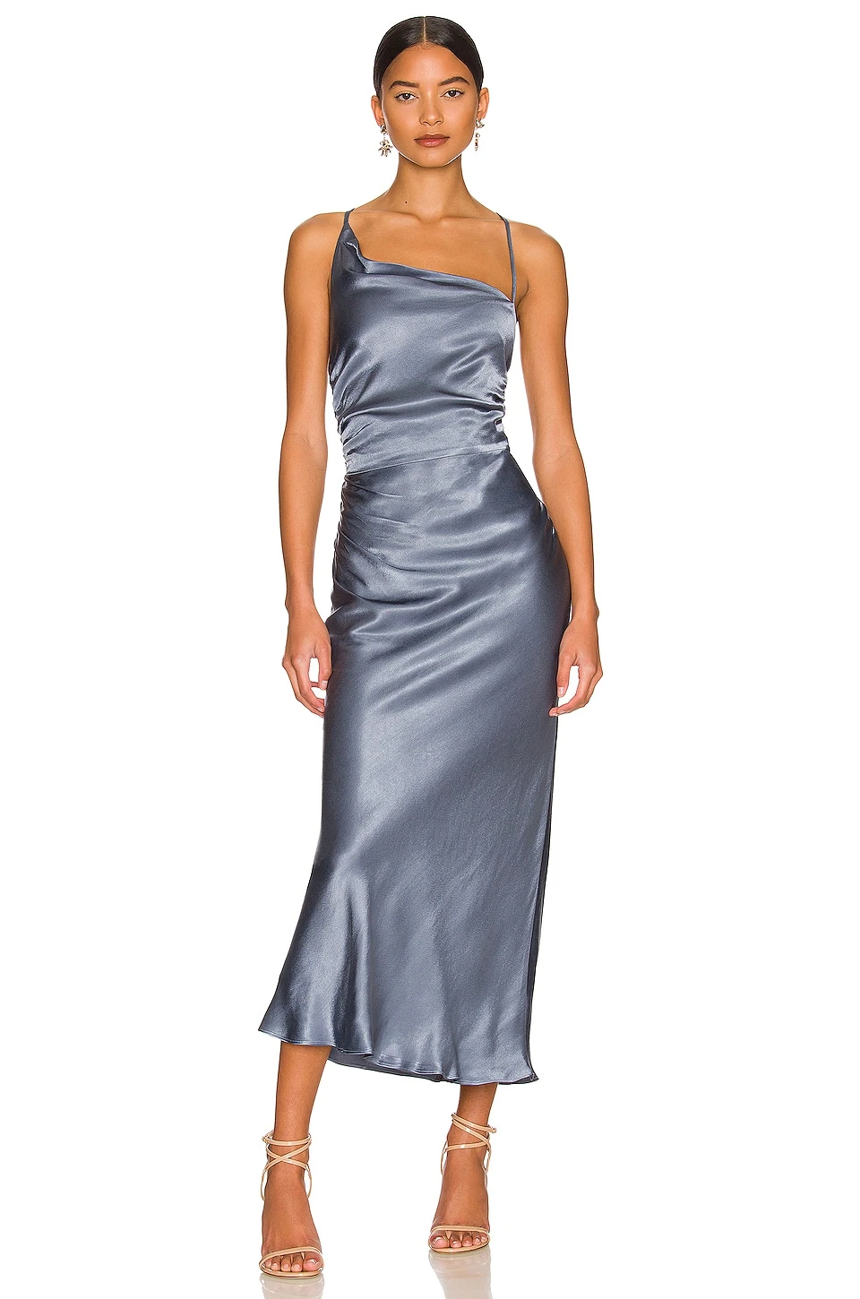 Shona Joy La Lune Asymmetrical Bias Cowl Midi Dress Blue Smoke 1 Shona Joy La Lune Asymmetrical Bias Cowl Midi Dress Blue Smoke