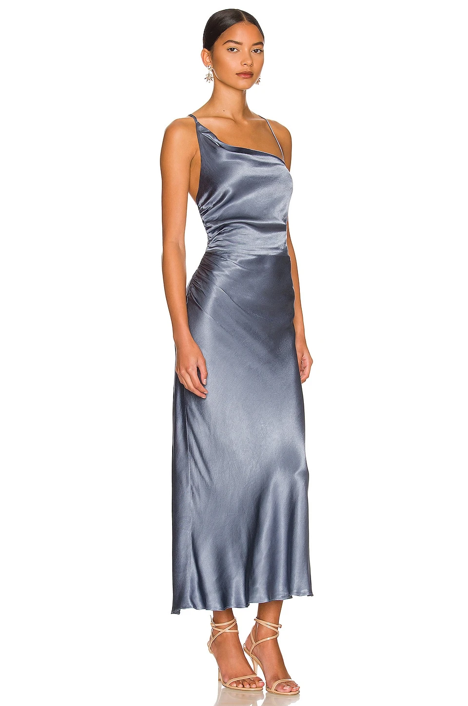 Shona Joy La Lune Asymmetrical Bias Cowl Midi Dress Blue Smoke 4 Shona Joy La Lune Asymmetrical Bias Cowl Midi Dress Blue Smoke - Image 4