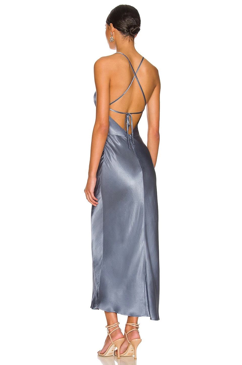 Shona Joy La Lune Asymmetrical Bias Cowl Midi Dress Blue Smoke 5 Shona Joy La Lune Asymmetrical Bias Cowl Midi Dress Blue Smoke - Image 5