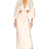 Shona Joy La Lune Tie Front Bias Midi Dress Cream
