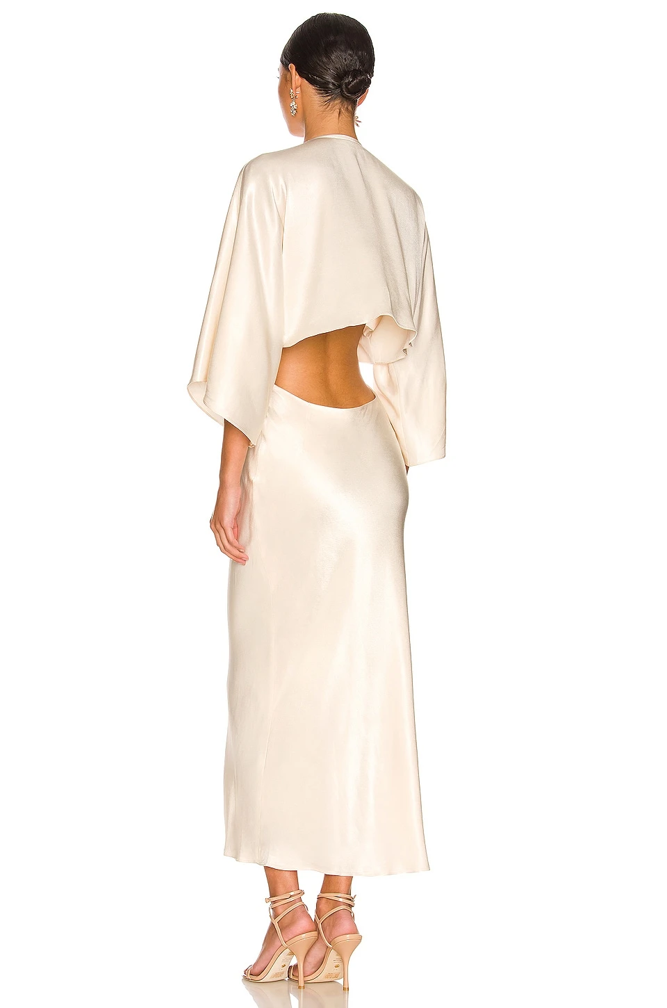 Shona Joy La Lune Tie Front Bias Midi Dress Cream 5 Shona Joy La Lune Tie Front Bias Midi Dress Cream - Image 5