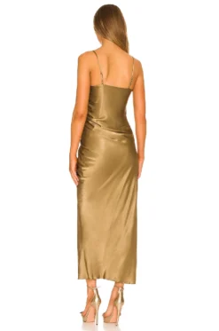 Shona Joy Thalia Bias Ruched Midi Dress Cumin -Fashion Clothing SHON WD403 V3