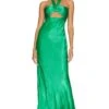 Shona Joy Lana Ruched Halter Midi Dress Tree Green