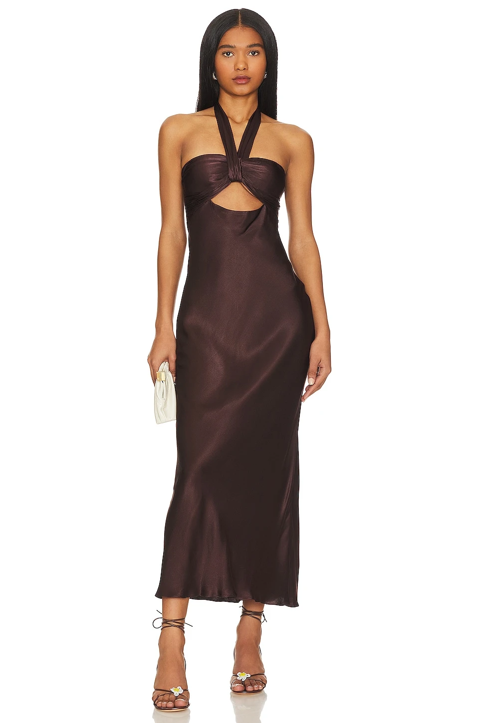 Shona Joy Lana Ruched Halter Midi Dress Tree Green 4 Shona Joy Lana Ruched Halter Midi Dress Tree Green - Image 4