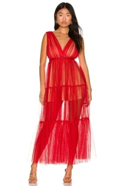 Chloe Tulle Dress Red -Fashion Clothing SLEE WD81 V1 1