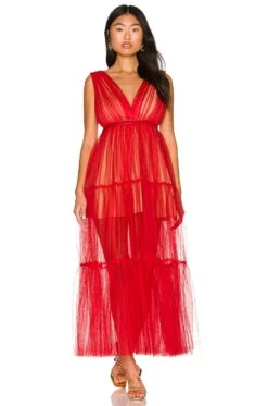 Chloe Tulle Dress Red -Fashion Clothing SLEE WD81 V4