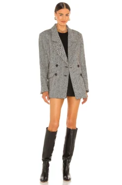 Oversized Blazer Black & Ivory Herringbone -Fashion Clothing SMYT WO270 V5