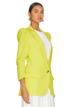 Scrunch Slv Longline Blazer Lemon Seersucker 7 Scrunch Slv Longline Blazer Lemon Seersucker -Fashion Clothing SMYT WO330 V3