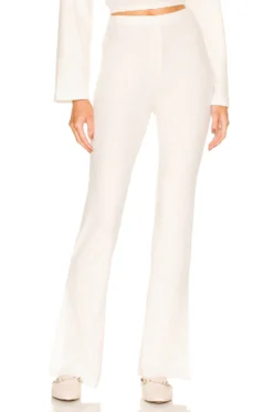 Ribbed Textured Flare Pants Ivory