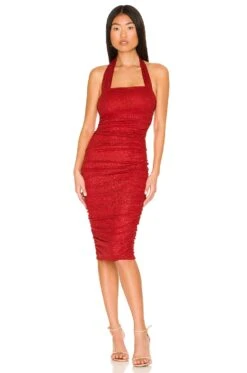 Kelise Halter Midi Dress Red