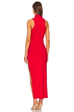 Janet Slit Midi Dress Red 8 Janet Slit Midi Dress Red -Fashion Clothing SPDW WD1984 V3