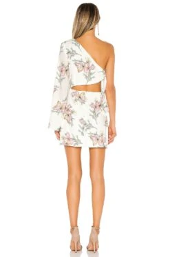 Essie One Shoulder Dress White Floral 7 Essie One Shoulder Dress White Floral -Fashion Clothing SPDW WD326 V3