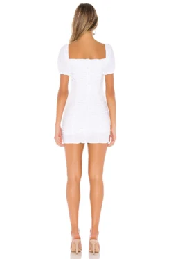 Rumor Ruched Dress White -Fashion Clothing SPDW WD681 V3
