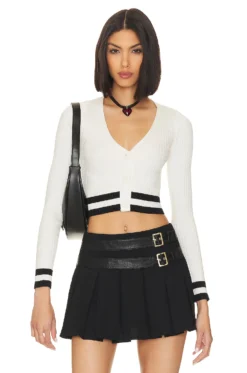 Nichole Cropped Sweater White & Black