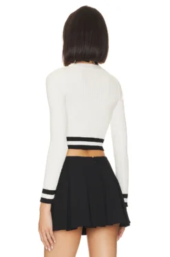 Nichole Cropped Sweater White & Black 6 Nichole Cropped Sweater White & Black -Fashion Clothing SPDW WK208 V3