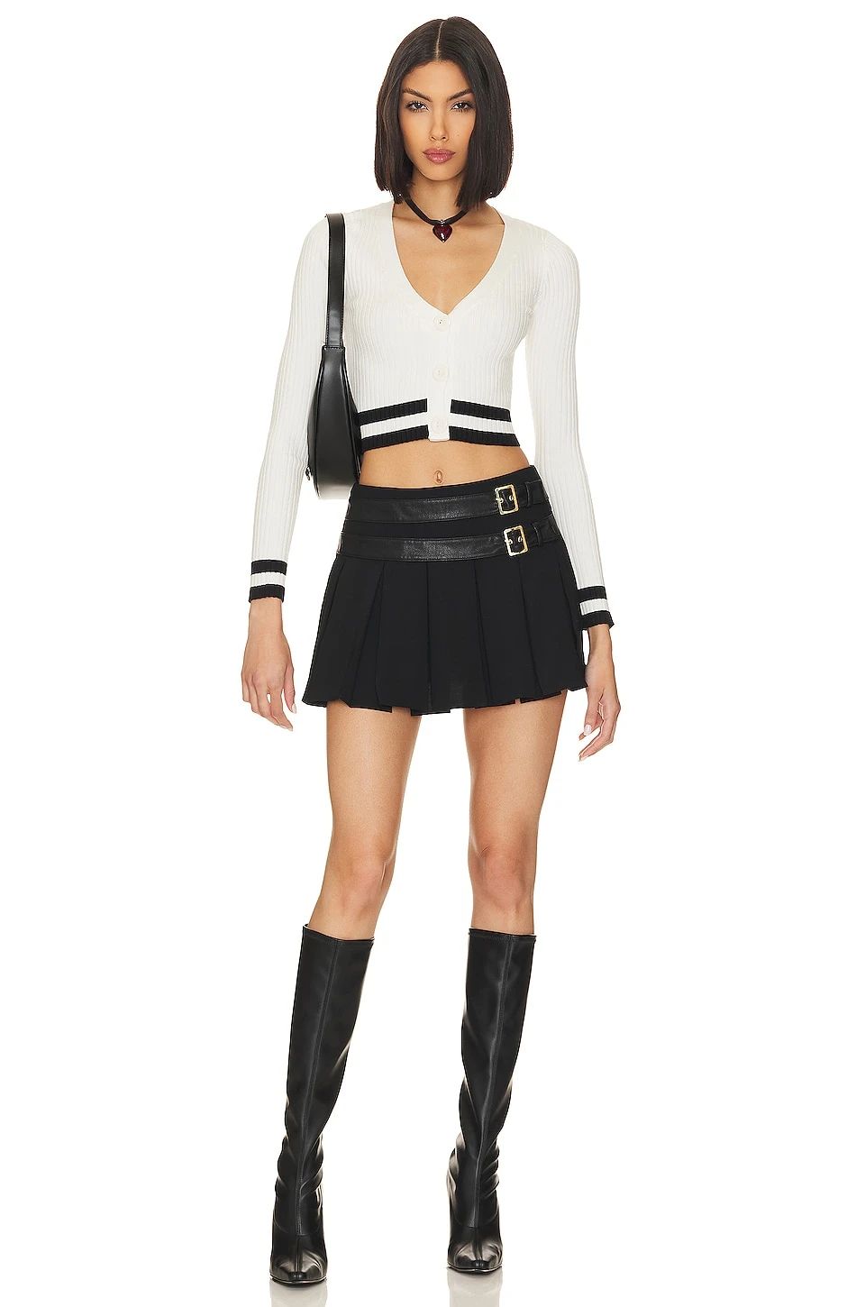 Nichole Cropped Sweater White & Black 4 Nichole Cropped Sweater White & Black - Image 4