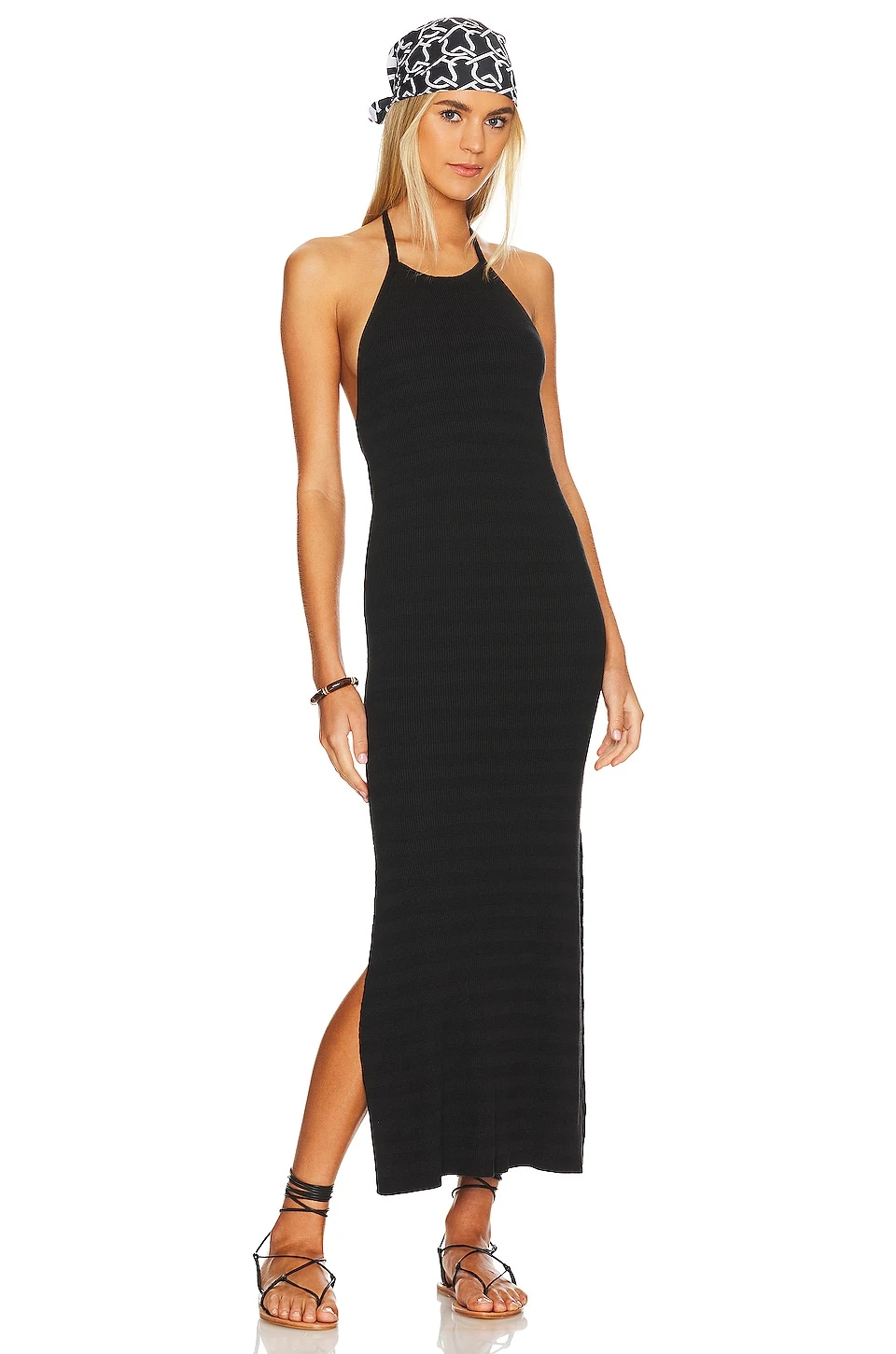 Sunray Knit Maxi Halter Dress Black 4 Sunray Knit Maxi Halter Dress Black - Image 4