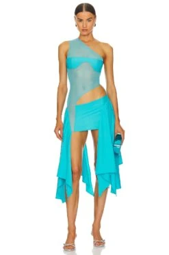 X Revolve Tricot Mesh Dress Bubble Gum Pink -Fashion Clothing STCR WD4 V1