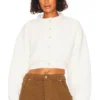 ALEXANDER WANG Padded Long Sleeve Cardigan Ivory