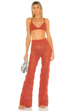 Hayden Crochet Pant Blood Orange 10 Hayden Crochet Pant Blood Orange -Fashion Clothing TULA WP214 V4
