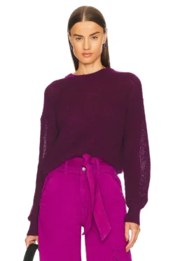 Veronica Beard Melinda Crew Neck Sweater Bright Magenta