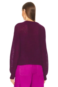 Veronica Beard Melinda Crew Neck Sweater Bright Magenta -Fashion Clothing VBRD WK53 V3