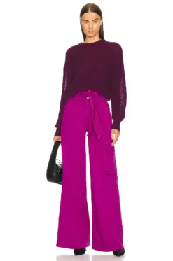 Veronica Beard Melinda Crew Neck Sweater Bright Magenta -Fashion Clothing VBRD WK53 V4